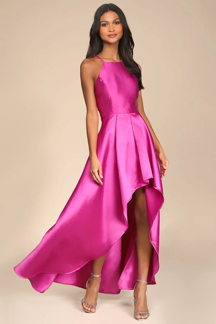 Broadway Show Magenta High-Low Gown | Lulus