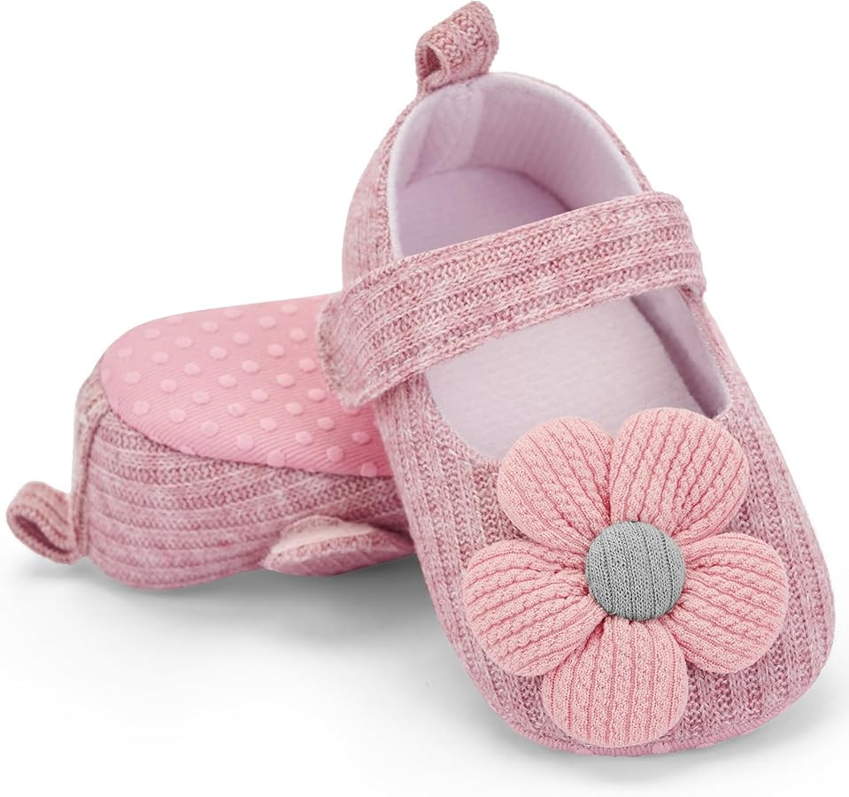 BACSAC Baby Girls Mary Jane Flats with Bow Soft Sole Non-Slip Crib Shoes Infant Toddler First Wal... | Amazon (US)