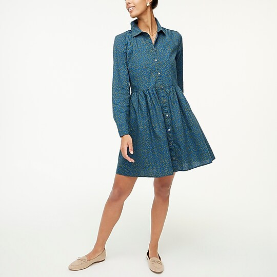 Printed collared mini shirtdress | J.Crew Factory