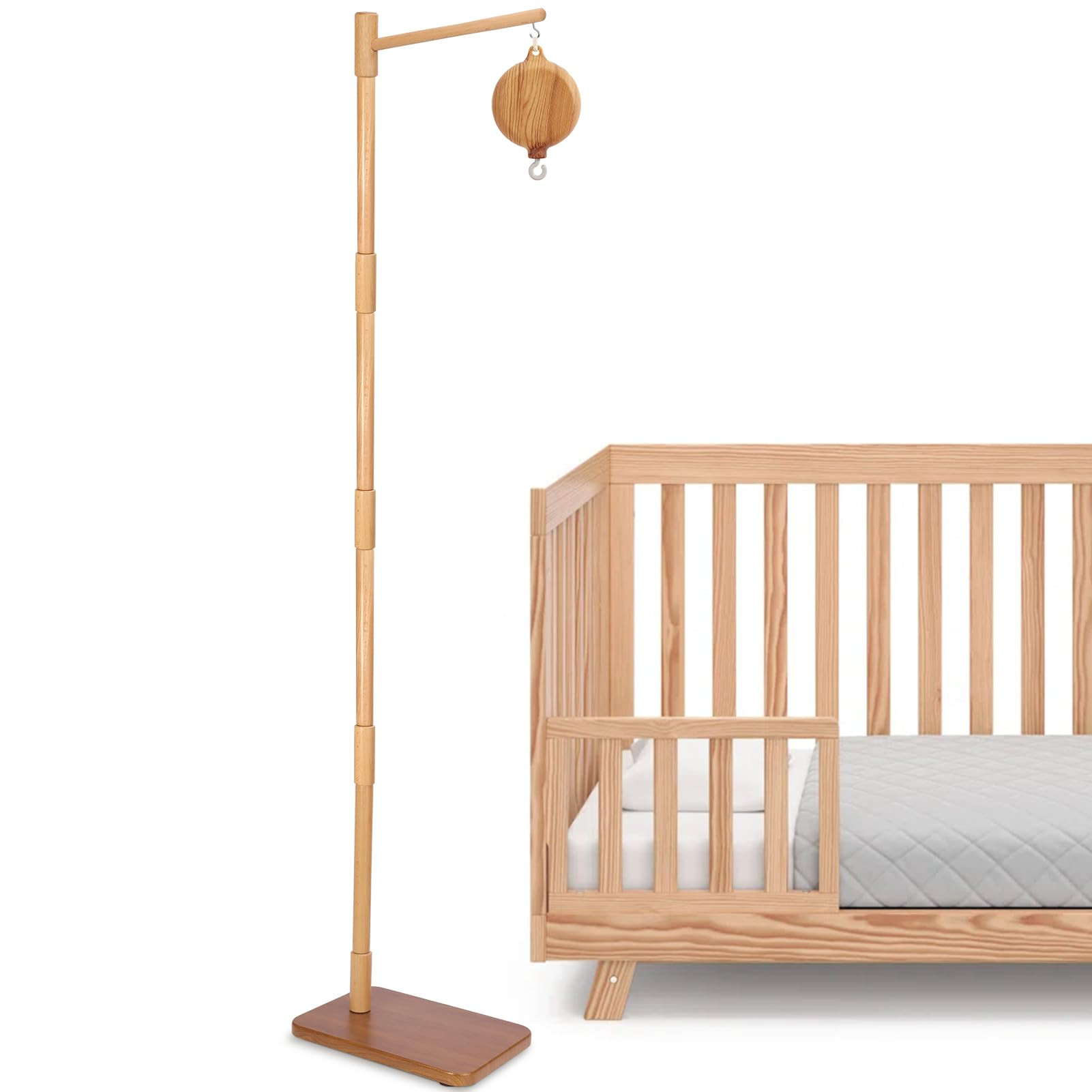 Floor-Standing Crib Mobile Arm with Music Box - 65 Inch Mobile Arm for Crib - 100% Beech Wood - C... | Amazon (US)