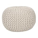 Décor Therapy Lola Round Lurex Pouf, 20x20x14, Off- Off-white | Amazon (US)