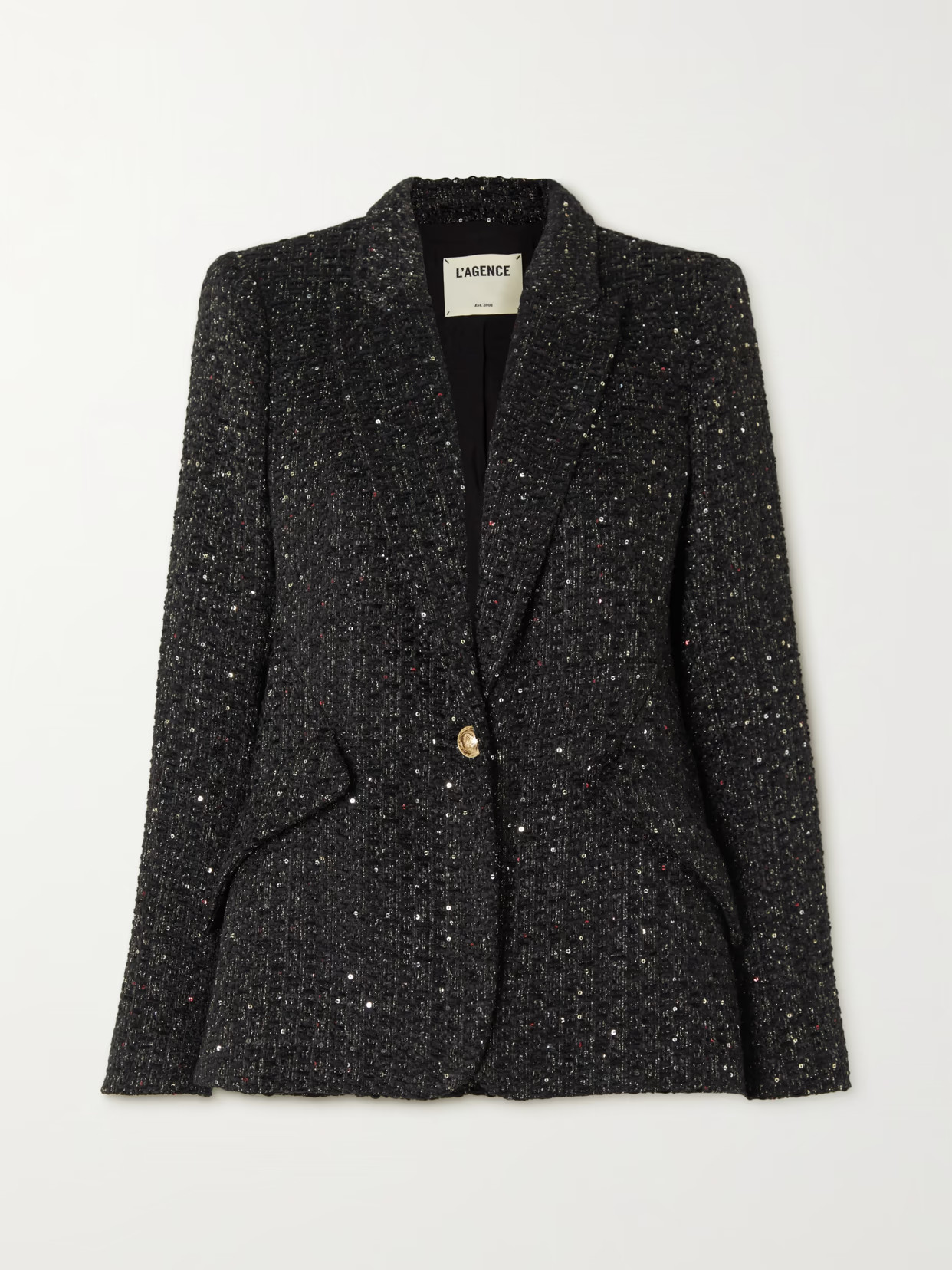 L'Agence - Chamberlain Sequin-embellished Metallic Tweed Blazer - Black | NET-A-PORTER (US)