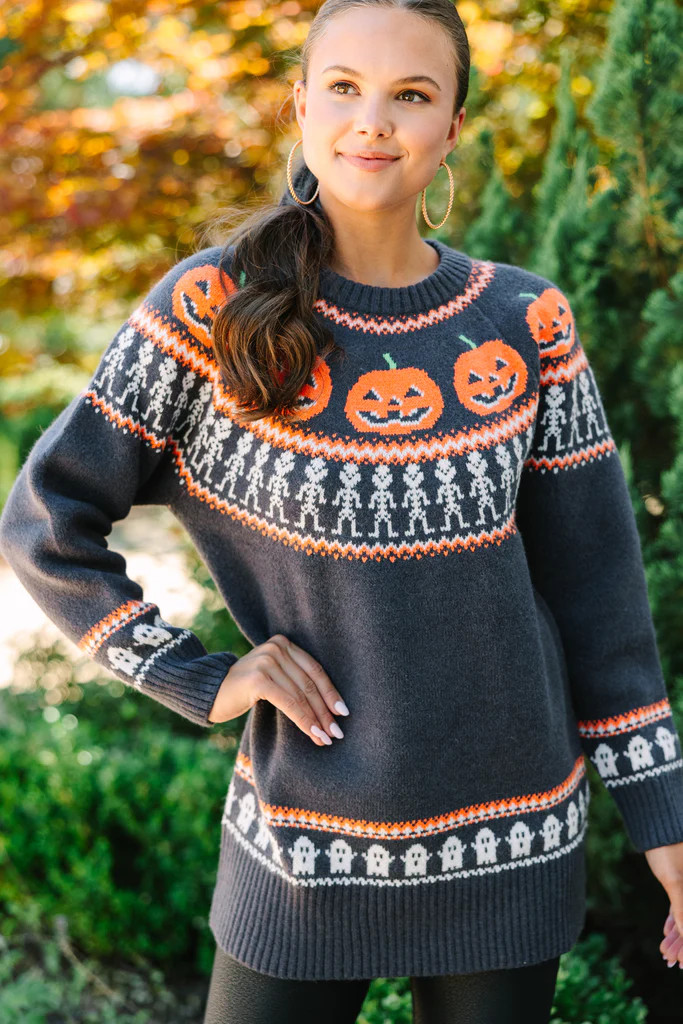 Spooky Season Charcoal Gray Halloween Sweater | The Mint Julep Boutique