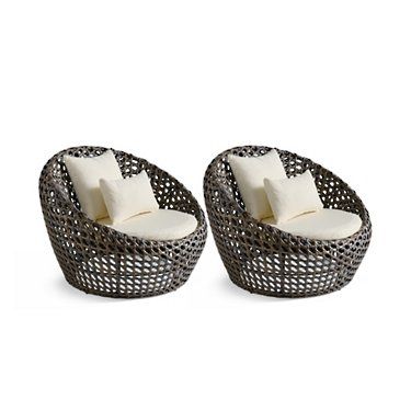 Mason Wicker Cocoon Chair, Set of Two | Grandin Road