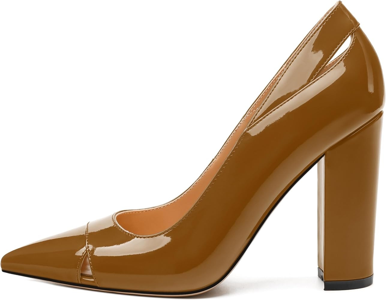 Women's Pumps, Pointed Toe High Heels Shoes for Women, Fashion Classic Pointed Toe High Chunky He... | Amazon (US)