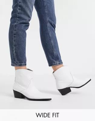 Depp wide fit leather western ankle boots | ASOS (Global)