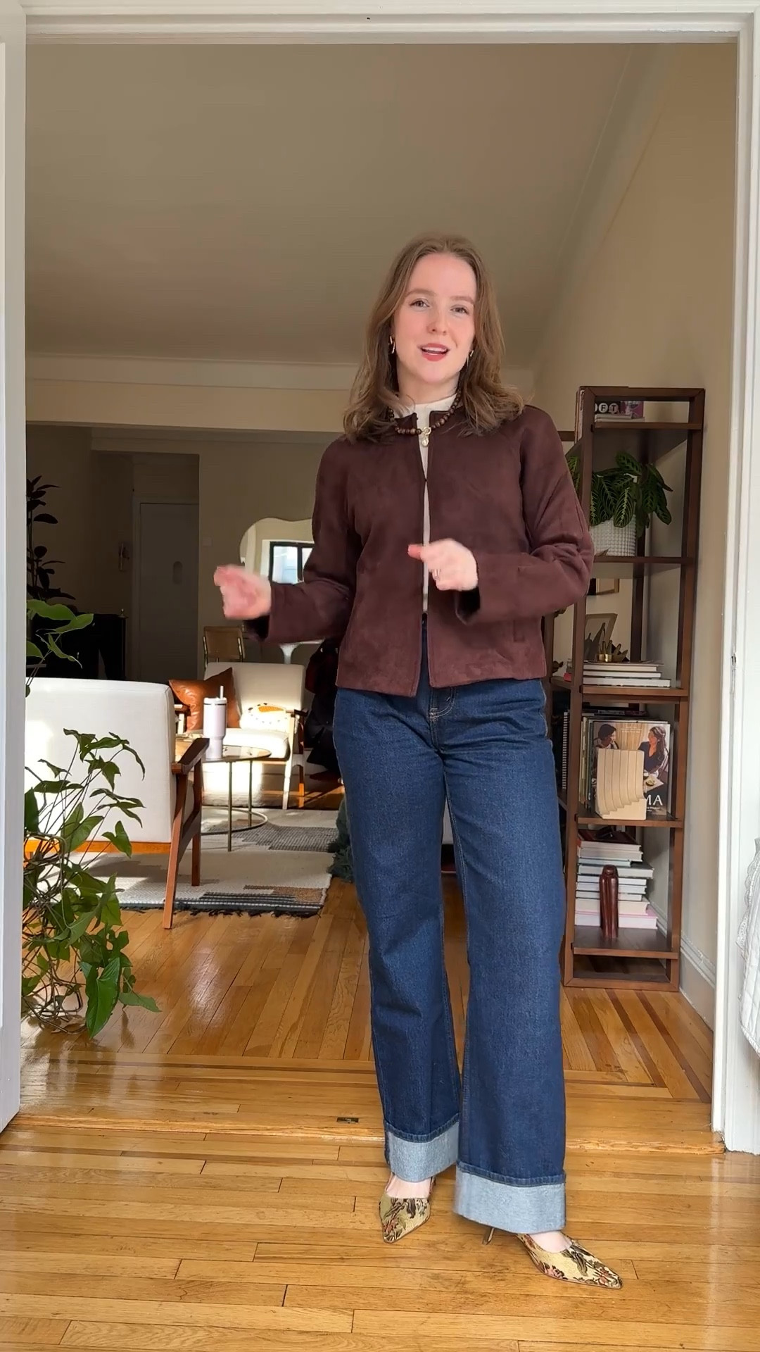 Business casual work wear look. The cutest faux suede jacket to layer this season. Wearing xs. Pair with cuffed jeans and a heel for work. Jeans 25 short I’m 5ft 2 117 lbs @target

#LTKWorkwear #LTKSaleAlert