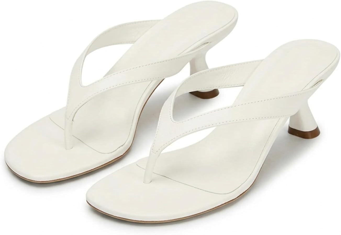 Kitten Heel Thong Sandals for Women Square Open Toe Low Heeled Flip Flops Slip on Spring Beach Va... | Amazon (US)