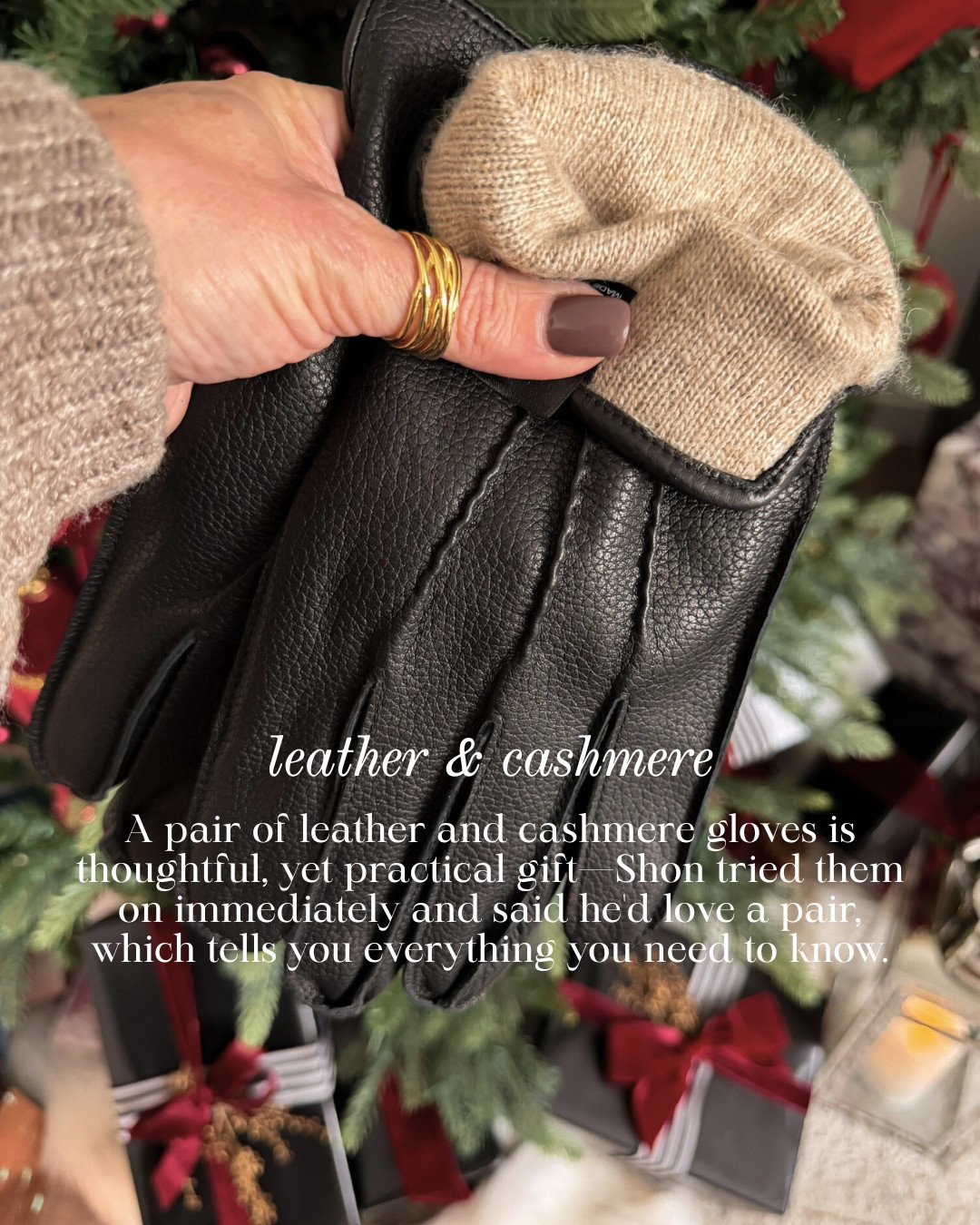 LEATHER & CASHMERE GLOVES — THOUGHTFUL, LUXURIOUS, PRACTICAL! A pair of leather and cashmere gloves is a thoughtful, yet practical gift — Shon tried them on immediately and said he’d love a pair, which tells you everything you need to know.

#Amazon #TheHillaryStyle #MensWinterStyle #LeatherGloves #CashmereGloves #LuxuryGiftsForHim #ColdWeatherEssentials #HolidayGiftsForHim #ClassicMensStyle #PracticalGifts 

 #LTKGiftGuide #LTKSeasonal #LTKOver40