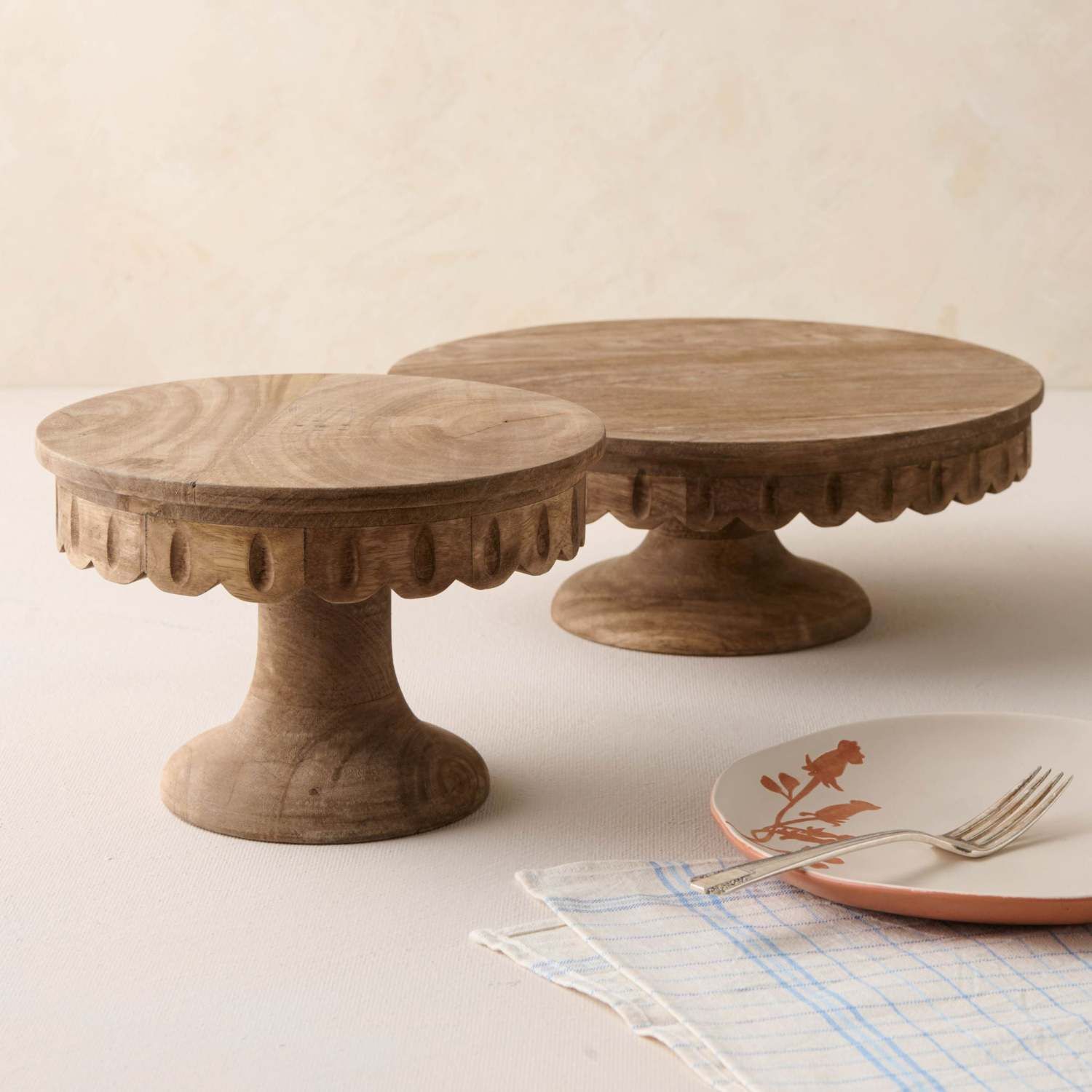 Antiqued Wood Scalloped Cake Stand | Magnolia