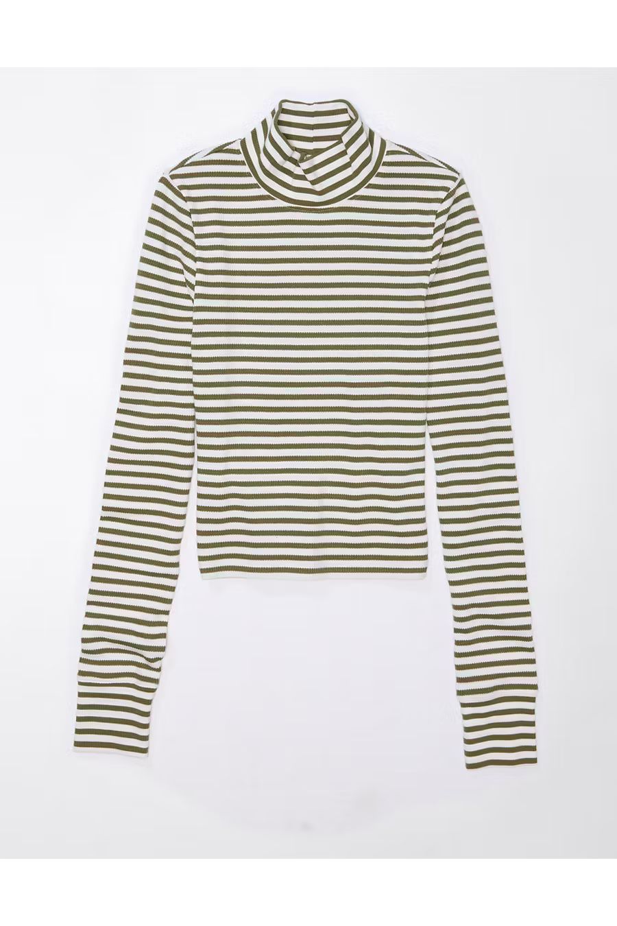 AE Long-Sleeve Cropped Hey Baby Mock Neck Tee | American Eagle Outfitters (US & CA)