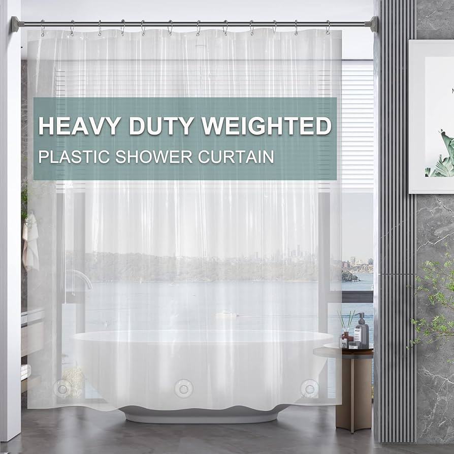 AmazerBath Extra Long Shower Curtains 96 Inches, Clear Shower Curtain Plastic, Extra Long Shower ... | Amazon (US)
