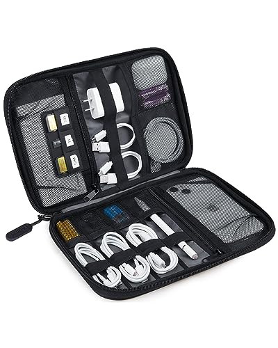 BAGSMART Electronics Organizer Travel Case, Small Cable Organizer Bag for Essentials, Tech Organizer as Accessories, Cord Organizer for Phone, Power Bank, SD Card, Black | Amazon (US)