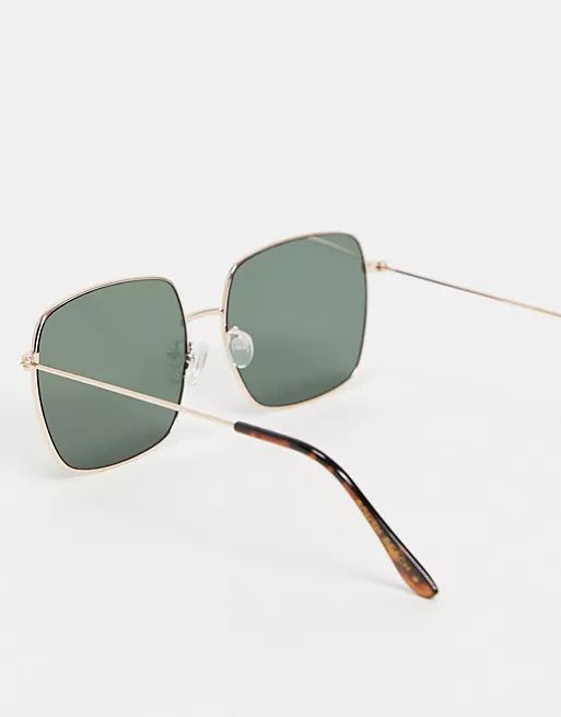 South Beach oversized square sunglasses with gold frames and green lens | ASOS (Global)