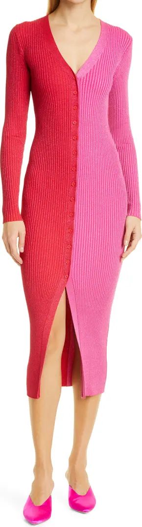 STAUD Shoko Long Sleeve Color Block Sweater Dress | Nordstrom | Nordstrom