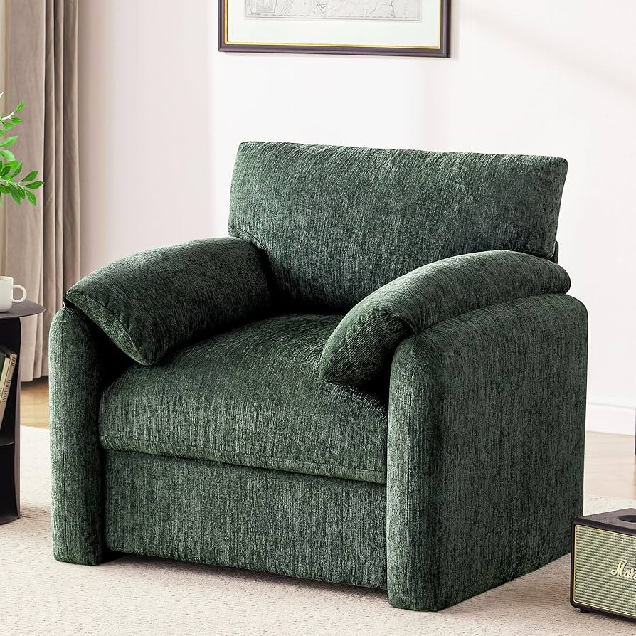 Howjoe Chenille Oversized Armchair, 38.6" Wide Accent Chairs for Living Room & Bedroom Modern Lou... | Amazon (US)