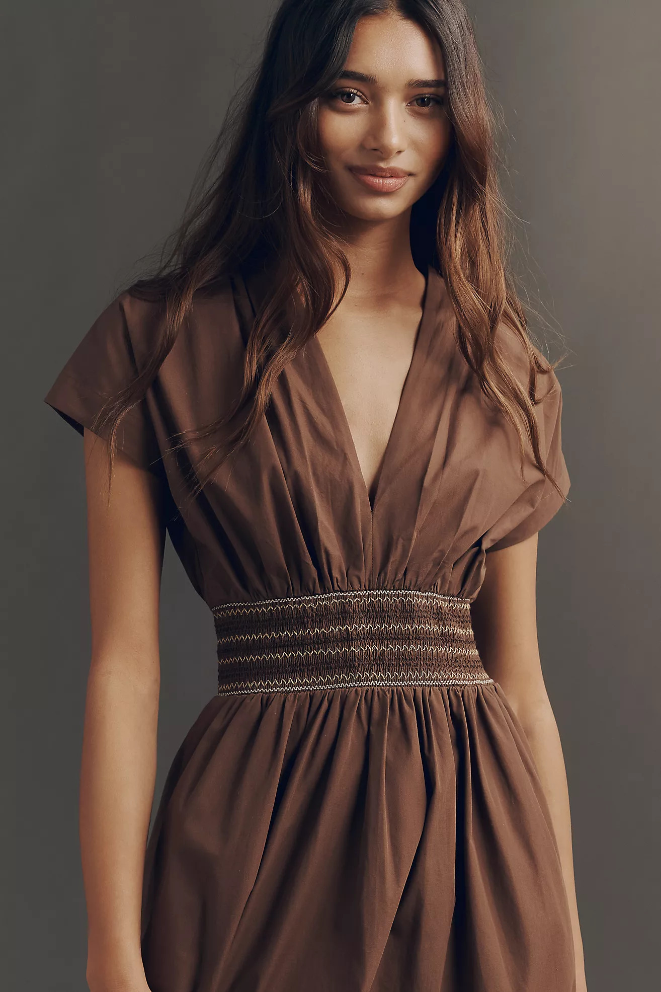 By Anthropologie Smocked Cotton Poplin Midi Dress | Anthropologie (US)