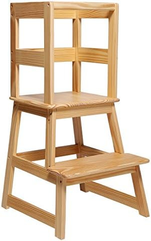 Amazon.com: SDADI Kids Kitchen Step Stool with Safety Rail,Wooden Toddler Standing Tower for Kitc... | Amazon (US)