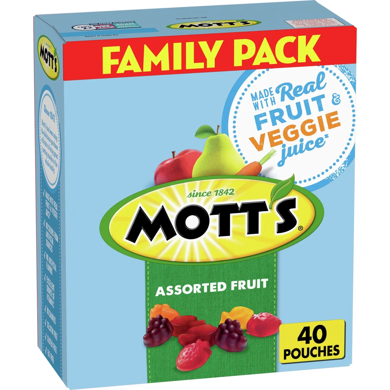 Mott's Fruit Flavored Snacks, Assorted Fruit, Pouches, 0.8 oz, 40 ct - Walmart.com | Walmart (US)