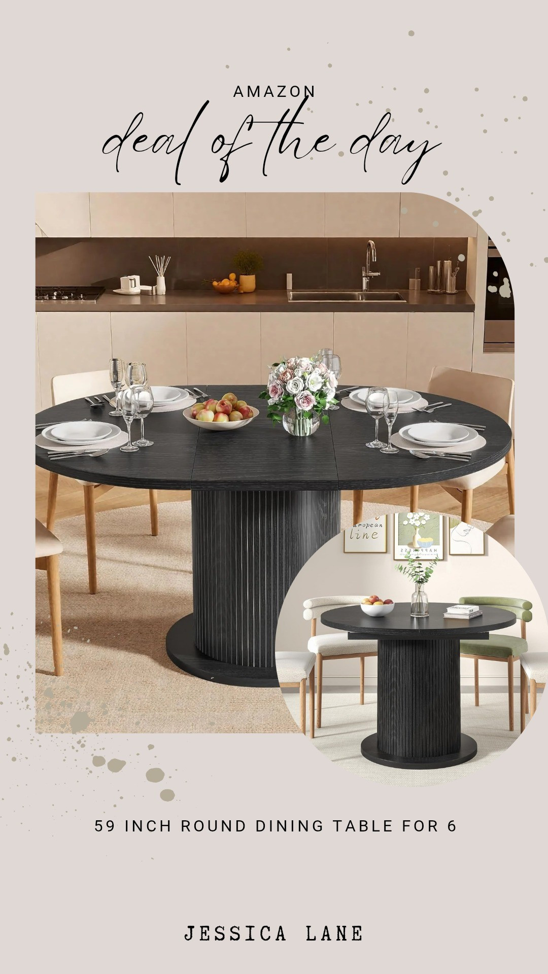 Gather everyone around this impressive 59 inch round dining table designed to comfortably seat six. The bold fluted pedestal base and dark finish bring a modern, sophisticated edge to your dining room.#diningtable #modernfurniture #homedecor #interiordesign

#LTKSaleAlert #LTKHome