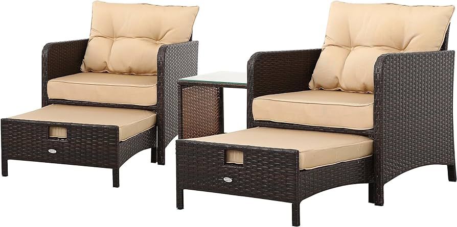 PAOLFOX 5 Piece Patio Furniture Sets,Outdoor Patio Chairs,Outdoor Chair with Ottoman,Patio Conver... | Amazon (US)