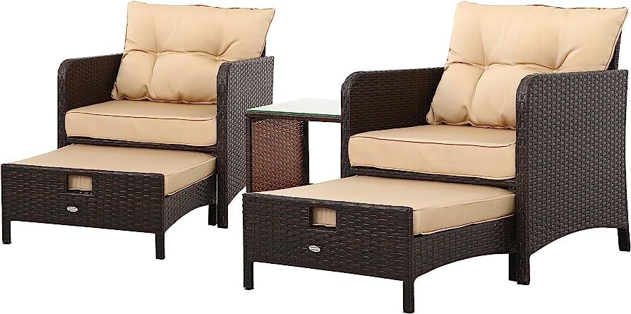 PAOLFOX 5 Piece Patio Furniture Sets,Outdoor Patio Chairs,Outdoor Chair with Ottoman,Patio Conver... | Amazon (US)