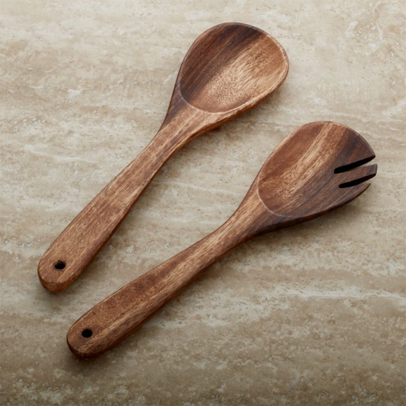Tondo 2-Piece Wooden Serving Set + Reviews | Crate and Barrel | Crate & Barrel