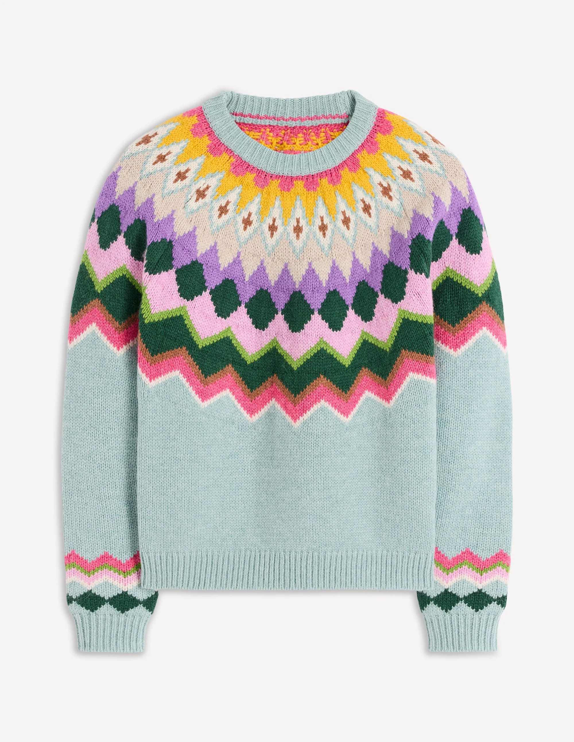 Eleanor Fair Isle Sweater-Tourmaline Blue Melange | Boden (US)