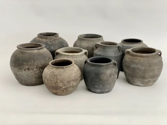 Vintage Black Gray Pottery Jug Vessel | Etsy (US)