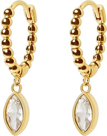 Argento Vivo Sterling Silver Cubic Zirconia Huggie Drop Earrings | Nordstrom | Nordstrom