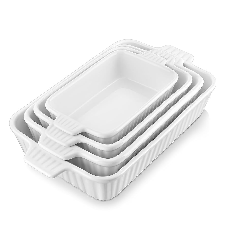 MALACASA Casserole Dishes for Oven, Porcelain Baking Dishes, Ceramic Bakeware Sets of 4, Rectangu... | Amazon (US)