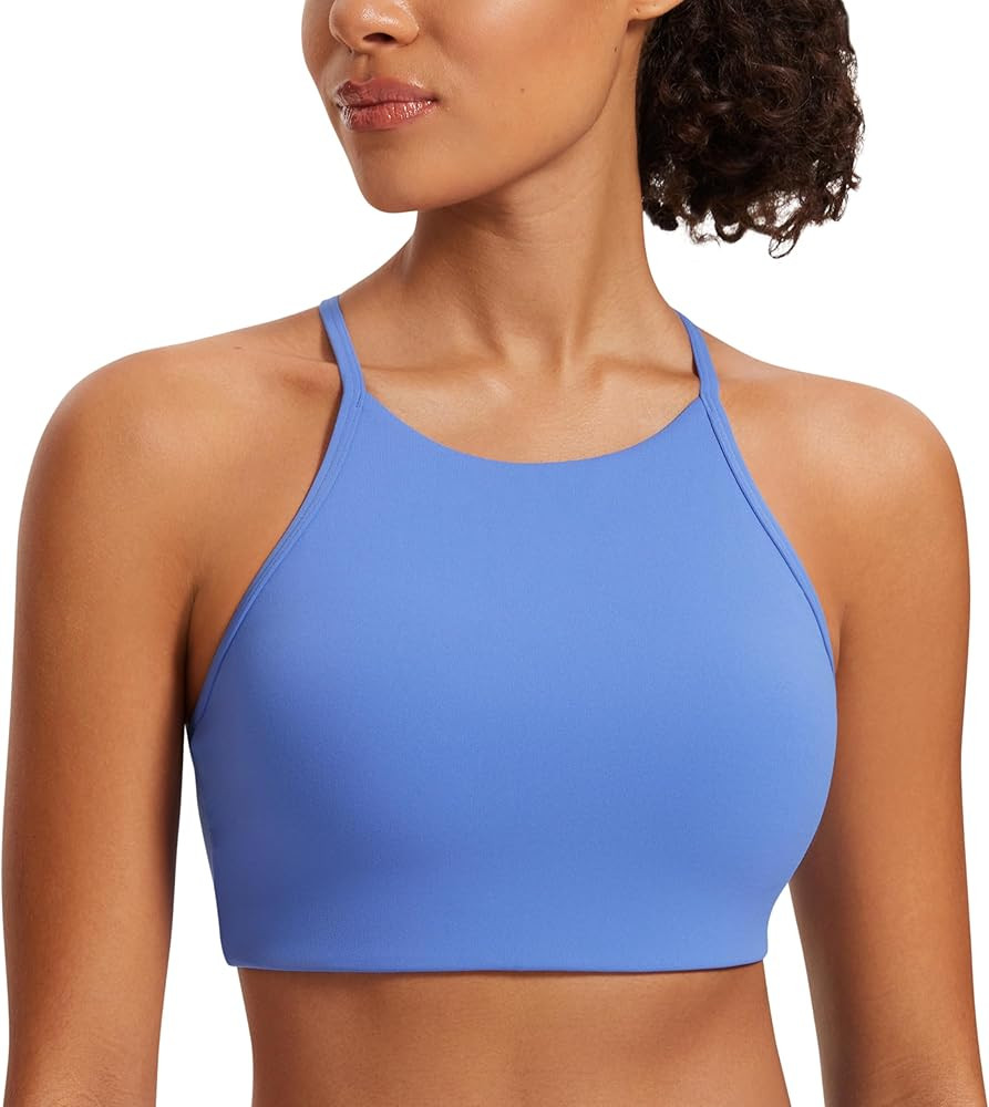 CRZ YOGA Butterluxe Womens High Neck Y Back Sports Bra - Padded Halter Racerback Spaghetti Thin S... | Amazon (US)