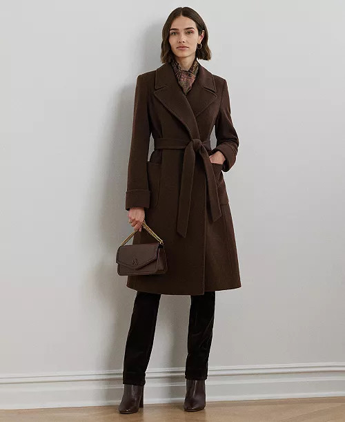 Lauren Ralph Lauren Women's Wool-Blend Belted Wrap Coat - Macy's | Macy's