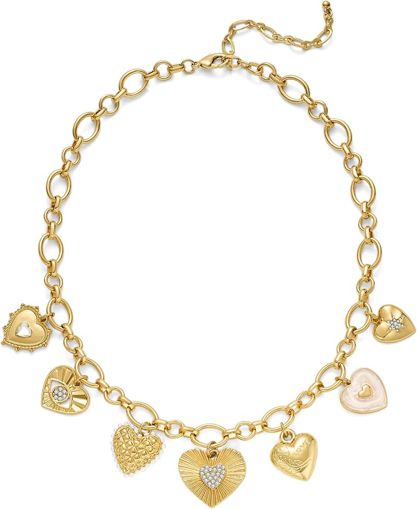 Heart Necklace, 18k Gold Plated Multiple Chunky Love Hearts Pendant Necklace for Women Jewelry Gi... | Amazon (US)