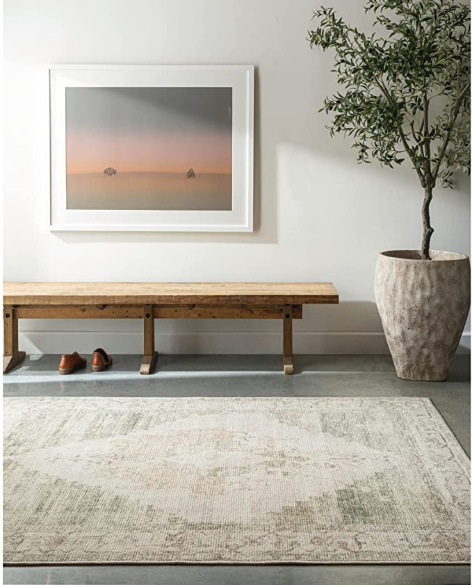 SURYA Becki Owens x Luca Medallion Area Rug, 5'3" x 7', Olive | Amazon (US)
