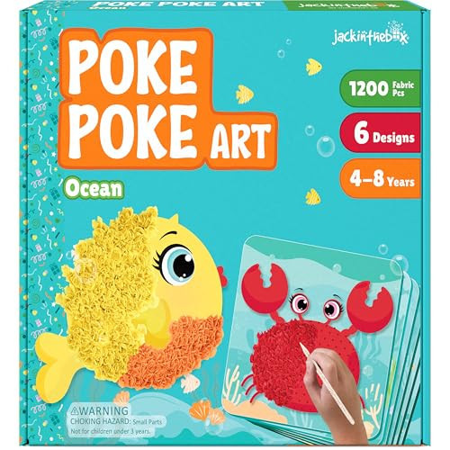 jackinthebox Poke Poke Art – Ocean Theme, Mess-Free Fabric Art and Craft, Flower Pressing Kits, Gift for Kids, Easter Gifts for Girls and Boys Ages 4 5 6 7 8 | Amazon (US)