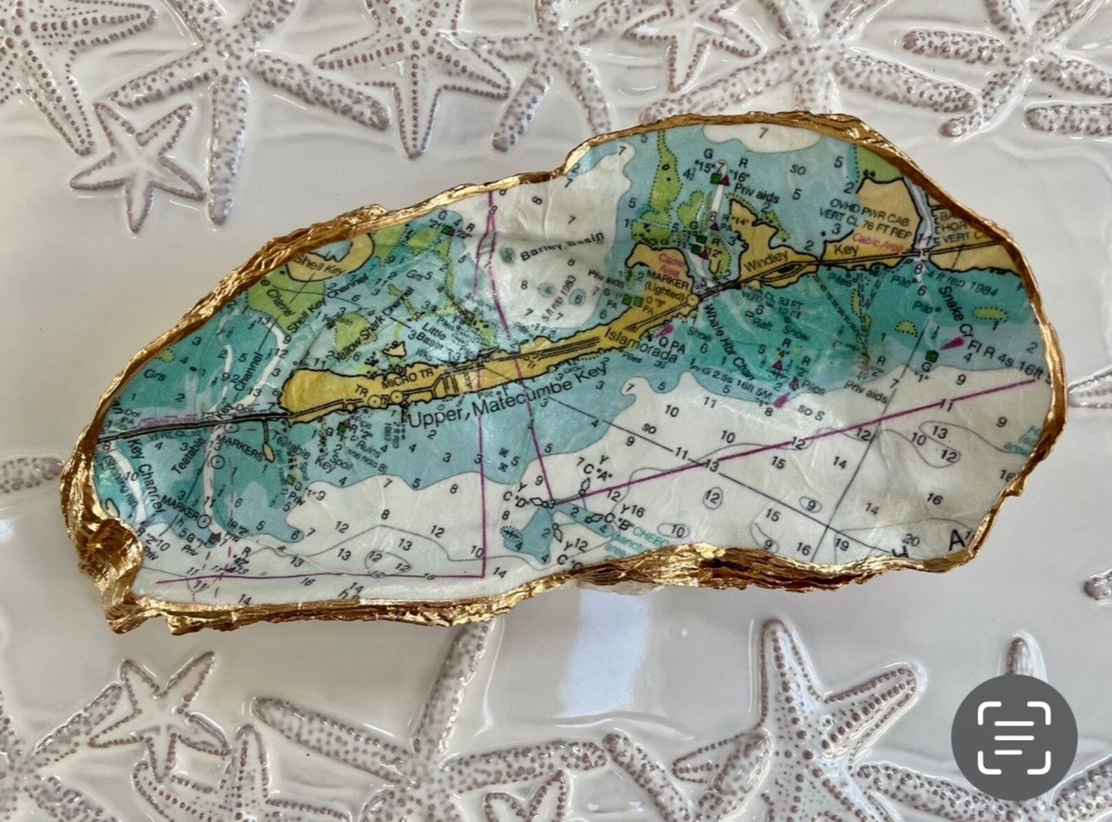 Custom NOAA Chart Shells - Decoupaged and gilded clams, scallops and oysters | Etsy (US)
