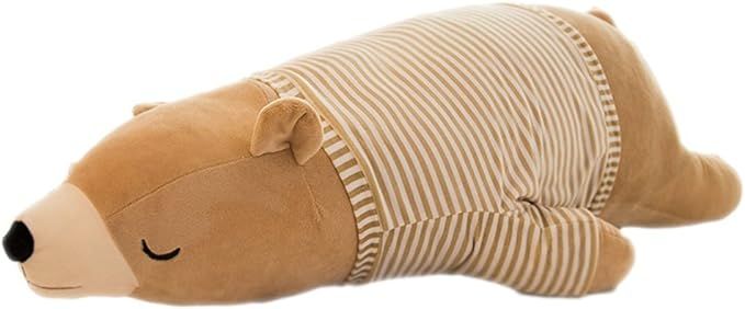 MMTTAO Polar Bear Plush Toy, 14" Brown Sleeping Stuffed Animal, Soft Huggable Doll for Kids & Adu... | Amazon (US)