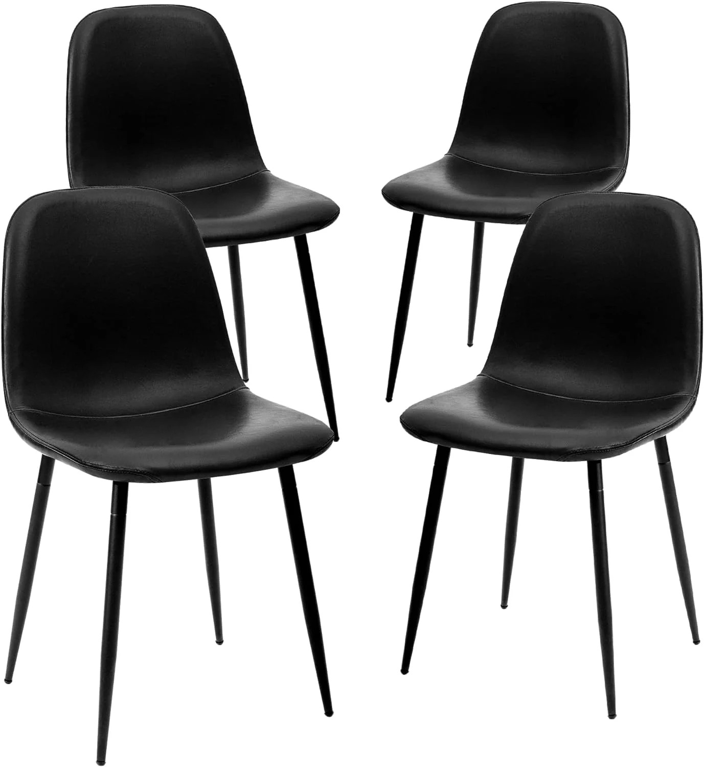 CangLong Faux Leather Dining Back Modern Side Chair for Pub Coffee Home, Set of 4, Black | Walmart (US)