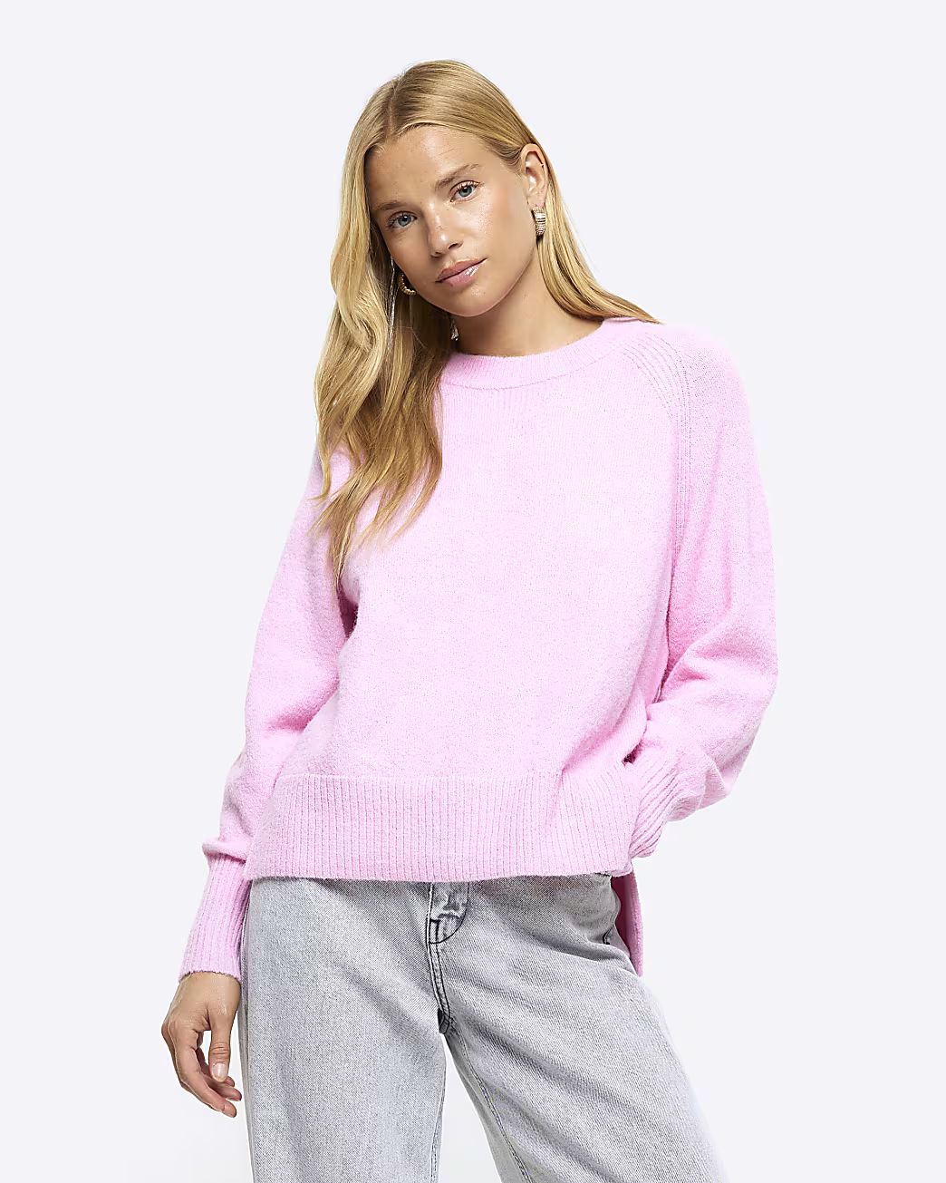 Pink knitted jumper | River Island (UK & IE)