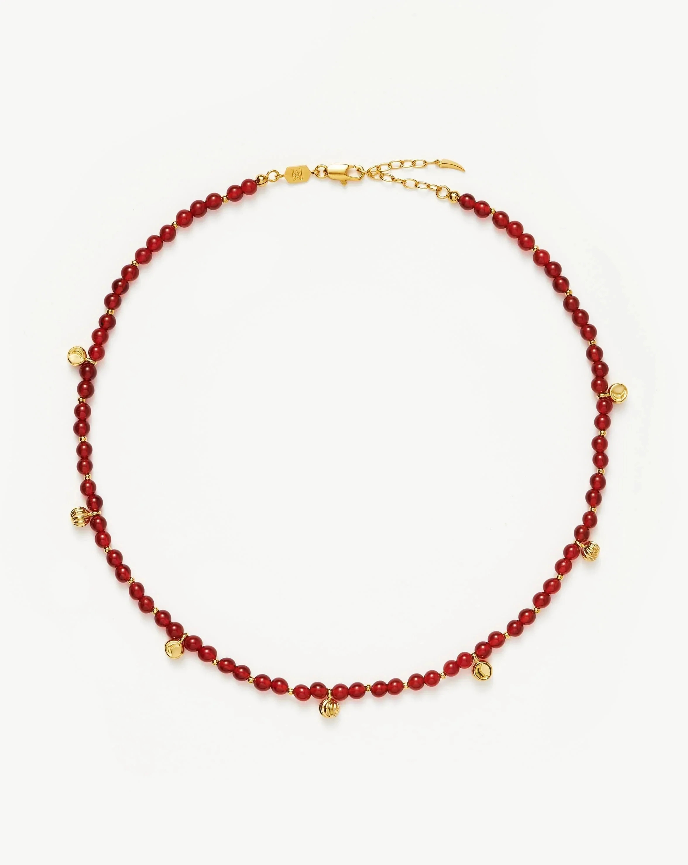 Savi Gemstone Beaded Necklace | 18ct Gold Plated Vermeil/Red Chalcedon | Missoma