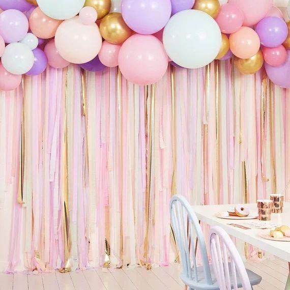 Balloon Back Drop Kit| Pastel Streamer Balloon Decoration| Pink|Peach|Tassels|Photo| Banner|Cream... | Etsy (US)
