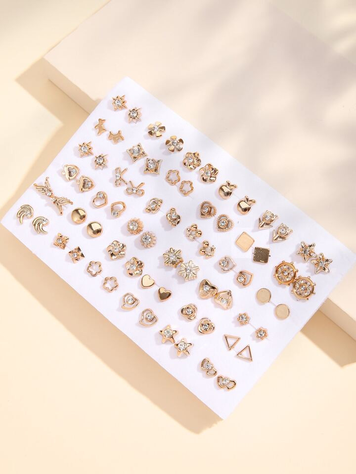 36pairs Random Rhinestone Decor Stud Earrings | SHEIN USA | SHEIN