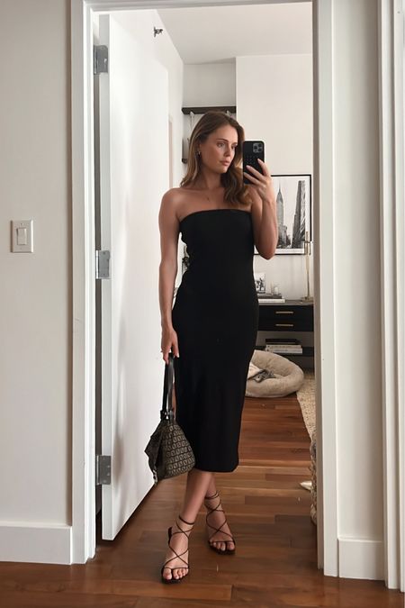 Black strapless midi dress - perfect for girls night out all date night 

#LTKunder100 #LTKstyletip