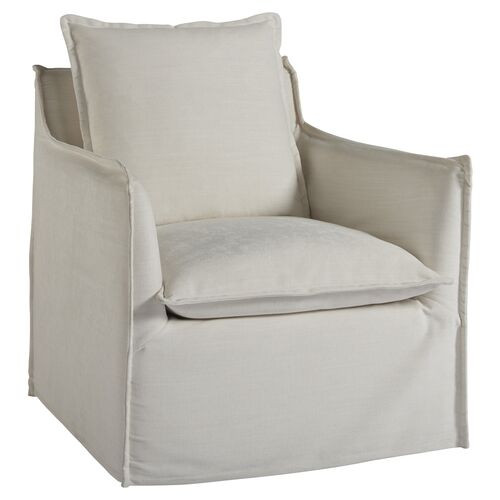 Coastal Living Edmonds Slipcover Swivel Chair, Natural Crypton | One Kings Lane