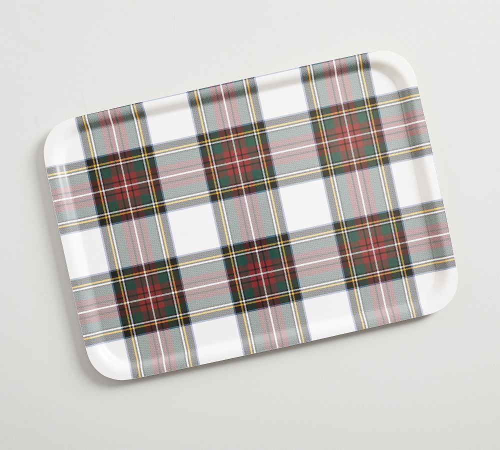 Stewart Plaid Birch Serving Tray & Stand | Pottery Barn (US)