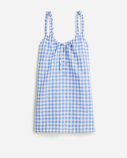 Ruffle-strap sleep dress in gingham linen-cotton blend | J. Crew US