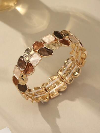 Cring Coco 1pc Elegant Zinc Alloy Round Decorative Bracelet, Suitable For Women's Daily, Vacation... | SHEIN