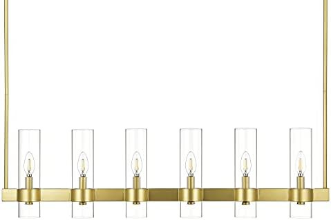 Linea di Liara Teramo Satin Brass Kitchen Island Lighting - Modern Farmhouse Rectangle Dining Roo... | Amazon (US)
