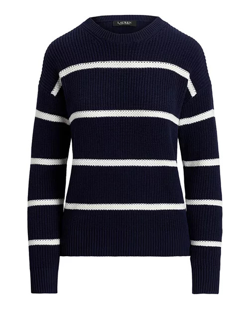 Ralph Lauren Striped Rib Knit Cotton Crewneck Sweater | Bloomingdale's Women | Bloomingdale's (AU)